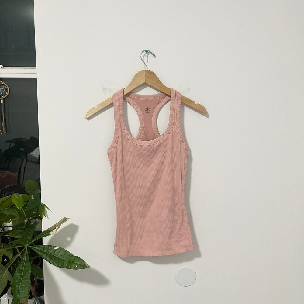 Alo Yoga Pink Ribbed Workout Tank Size XS